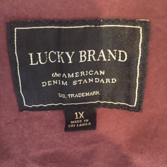 Lucky Brand Womens Anorak Barn Jacket Size 1X Burgundy Cotton Twill Pockets - Picture 4 of 12
